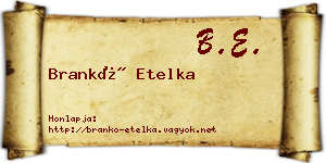 Brankó Etelka névjegykártya